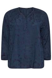 EVANS Plus Size Navy Blue Floral Embroidered Blouse | Evans 6