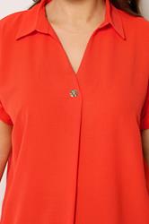 YOURS Plus Size Orange Button Half Placket Blouse | Yours Clothing 4