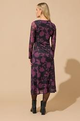 M&Co Petite Berry Purple Floral Mesh Twist Side Dress | M&Co 2