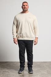 JACK & JONES Big & Tall Moonbeam White Printed Crew Neck Sweatshirt | BadRhino 1
