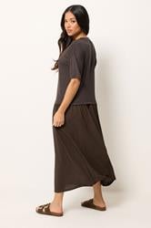 PixieGirl Petite Women's Chocolate Brown Drop Waist Maxi Dress | PixieGirl 2