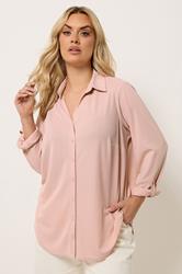 YOURS Plus Size Light Pink Ribbed Shirt | Yours Clothing 3