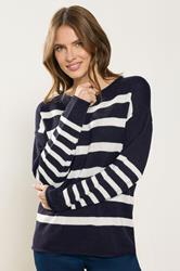 M&Co Navy Blue Stripe Relaxed Jumper | M&Co 3