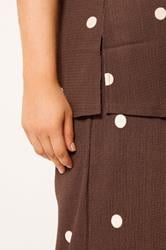 YOURS Plus Size Chocolate Brown Polka Dot Textured Waistcoat | Yours Clothing 5