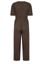 M&Co Petite Brown Spot Print Short Sleeve Jumpsuit | M&Co 2