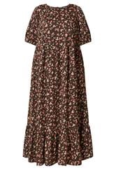 YOURS Curve Brown Ditsy Floral Smock Maxi Dress