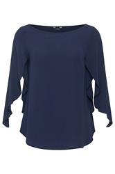 M&Co Navy Blue Long Angel Sleeve Blouse