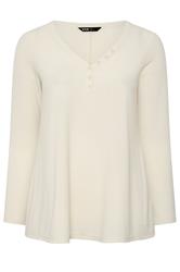 YOURS Curve Cream Henley Swing Top