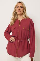 YOURS Plus Size Red Linen Shacket | Yours Clothing 3