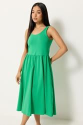 M&Co Petite Green Sleeveless Cotton Midi Dress | M&Co 3