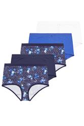 YOURSET 5 PACK Plus Size Blue Floral Butterfly Print Full Briefs | Yours Clothing 6