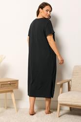 YOURS Plus Size 2 PACK Black 'Sleep Solves Everything'  Floral Midaxi Nightdresses | Yours Clothing 4