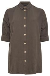 YOURS Plus Size Chocolate Brown Cheesecloth Shirt | Yours Clothing 5
