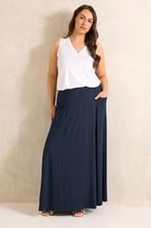EVANS Plus Size Navy Blue Stretch Jersey Midaxi Skirt | Evans 1