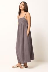 PixieGirl Petite Women's Plum Purple Cotton Cheesecloth Maxi Dress | PixieGirl 2