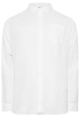 BadRhino Big & Tall camisa blanca de manga larga de mezcla de lino