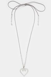 Silver Tone Tone Pendant Heart Long Layered Necklace | Yours Clothing 3