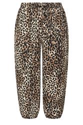YOURS Plus Size Black Leopard Print Crinkle Barrel Trousers | Yours Clothing 5