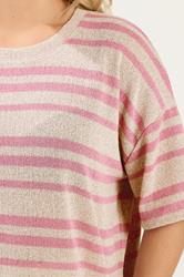 YOURS Plus Size Women's Pink Striped Knitted Boxy T-Shirt | Yours Clothing 4