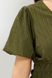 YOURS Plus Size Khaki Green Puff Sleeve Blouse | Yours Clothing 4