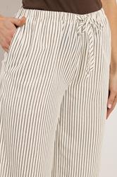 LTS Tall Women's Ivory White & Brown Stripe Wide Leg Trousers | Long Tall Sally 2