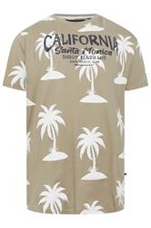 KAM Big & Tall Stone Brown Palm Print T-Shirt