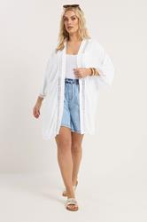 YOURS Plus Size White Crinkle Beach Kimono | Yours Clothing 4