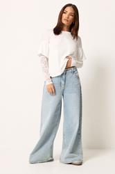 PixieGirl Petite Women's White Long Sleeve Lace T-Shirt | PixieGirl 2