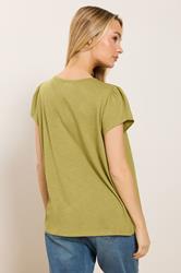 M&Co Green Embroidered Cotton Notch Neck Top | M&Co 2