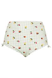YOURS Plus Size Green Gingham Fruit Print Super High Waist Bikini Brief | Yours Clothing 6