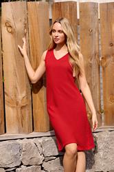 M&Co Red V-Neck Linen Shift Dress | M&Co 3