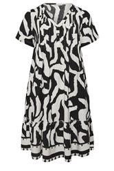 EVANS Curve Black Abstract Pintuck Dress