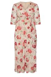 YOURS LONDON ivoorwitte mesh wikkeljurk met bloemenprint