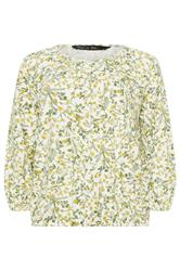 M&Co witte en gele blouse met bloemenprint en knoopsluiting