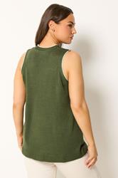 YOURS Curve Khaki Green Contrast Trim Knitted Waistcoat | Yours Clothing 2