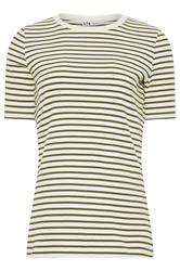 LTS Tall Olive Green Stripe Ribbed T-Shirt