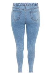 Plus Size Washed Blue Frayed Ripped GRACE Jeggings