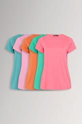 YOURS 5 PACK Plus Size Pink & Orange Core T-Shirts | Yours Clothing 3