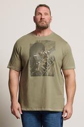 D555 Big & Tall Stone Brown Rambo Print T-Shirt | BadRhino 3