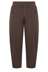 LIMITED COLLECTION Plus Size Chocolate Brown & Blue Pinstripe Barrel Leg Trousers | Yours Clothing 5