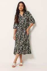 PixieGirl Petite Women's Khaki Green Camo Midi Dress | PixieGirl 3
