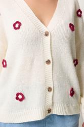 YOURS Plus Size Ivory White Applique Flower Cardigan | Yours Clothing 4
