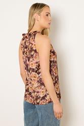 LTS Tall Women's Rust Orange Floral Satin Halterneck Top | Long Tall Sally 2