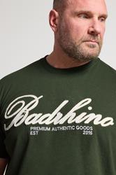 BadRhino Big & Tall Dark Green Embroidered Script T-Shirt | BadRhino 5