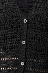 YOURS Plus Size Black Pointelle Knit Cardigan | Yours Clothing 4