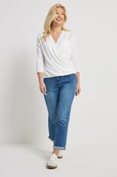 M&Co Ivory White Long Sleeve Wrap Top | M&Co 1