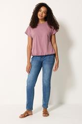 M&Co Pink Scallop Trim Detail Cotton Top | M&Co 1