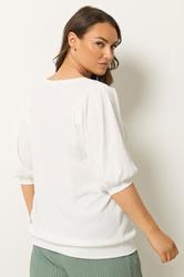 YOURS Plus Size White Puff Sleeve Top | Yours Clothing 2