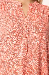 YOURS Plus Size Orange Floral Ikat Print Sleeveless Swing Blouse | Yours Clothing 4