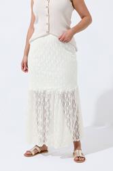 LIMITED COLLECTION Plus Size White Lace Maxi Skirt | Yours Clothing 1